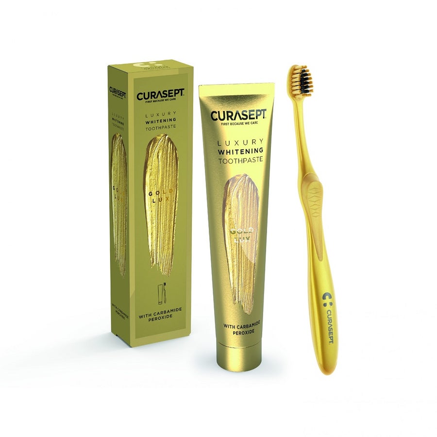 Curasept Gold Luxury Whitening Toothpaste + Toothbrush 75ml (2.53fl oz)