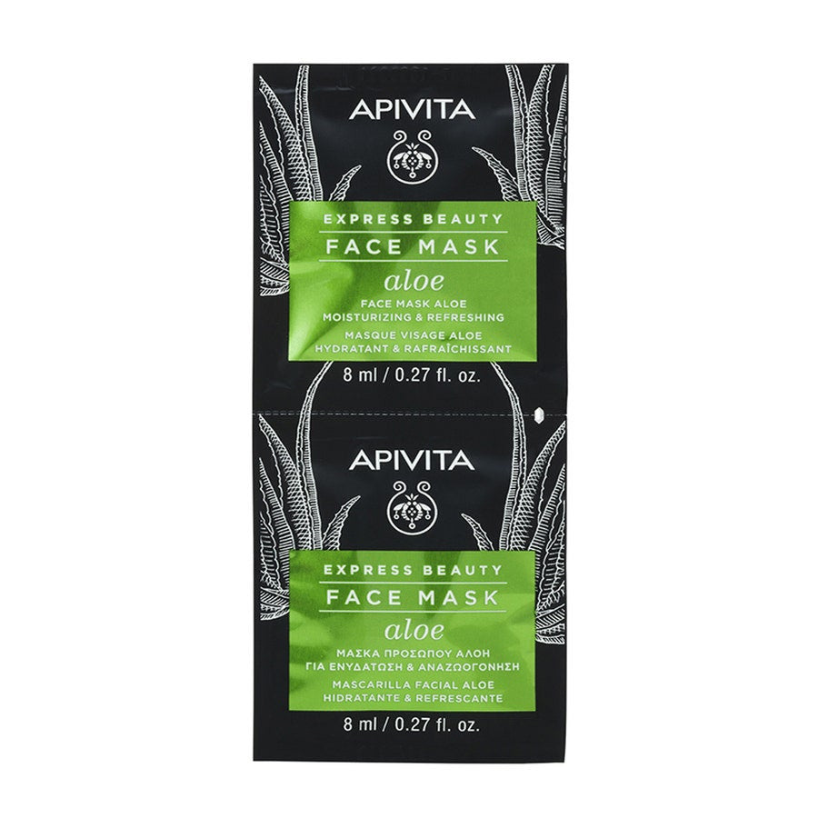 Masque visage hydratant et rafraîchissant à l'aloe vera Apivita Express Beauty 8 ml x2 (0,27 fl oz x2) 