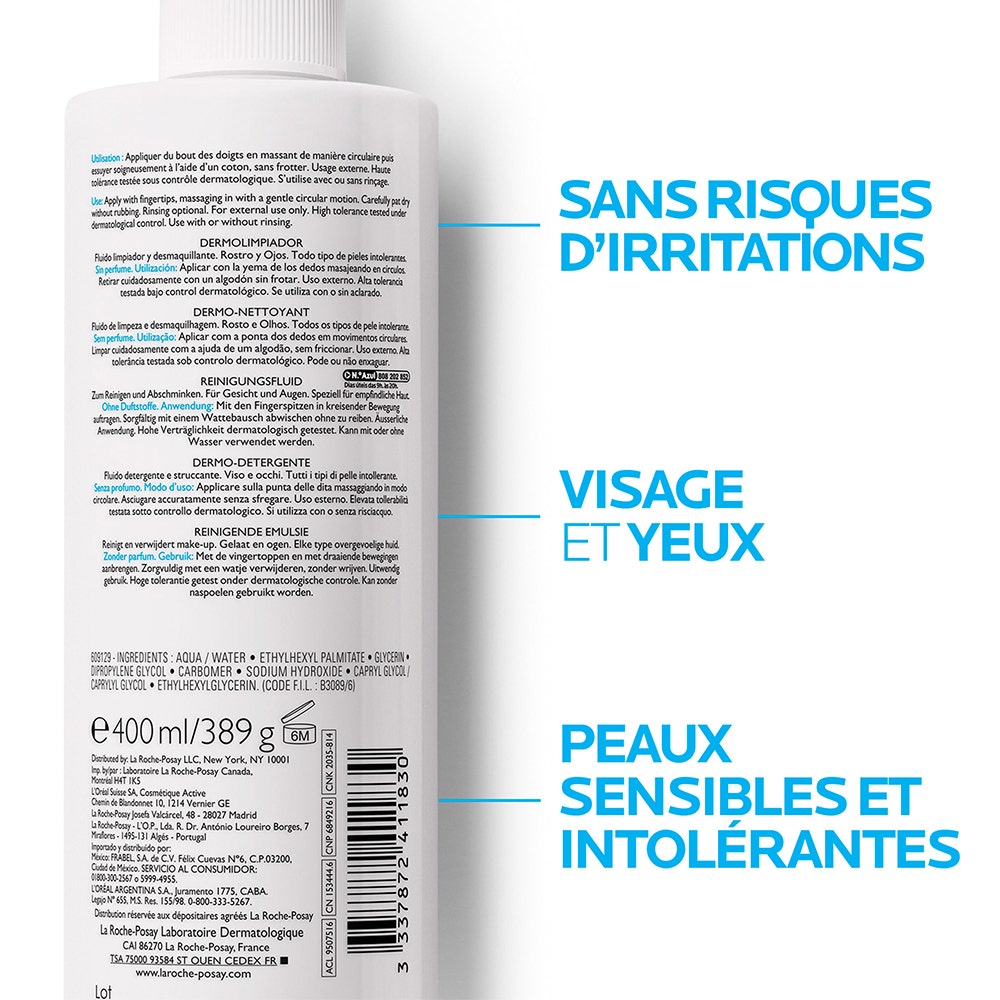 La Roche-Posay Toleriane Dermo-Cleanser for Face and Eyes Sensitive Skin 400ml (13.52 fl oz)