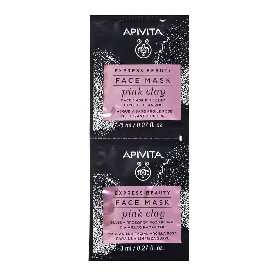 Masque nettoyant doux à l'argile rose Apivita (2 x 8 ml) 