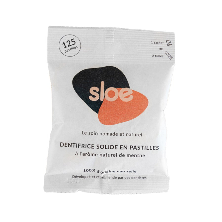 Dentifrice Solide à la Menthe et à la Prunelle en Sachet 125 comprimés 