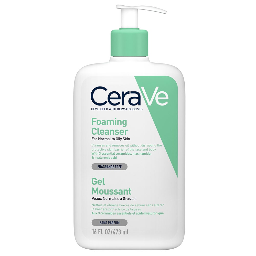 Recharge de nettoyant visage Cerave Gel moussant pour le visage et le cou Peau normale à grasse 473ml x2 (15.99 fl oz x2) (15.99 fl oz) 