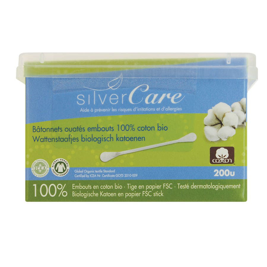 Tiges de coton biologique Silver Care x200 