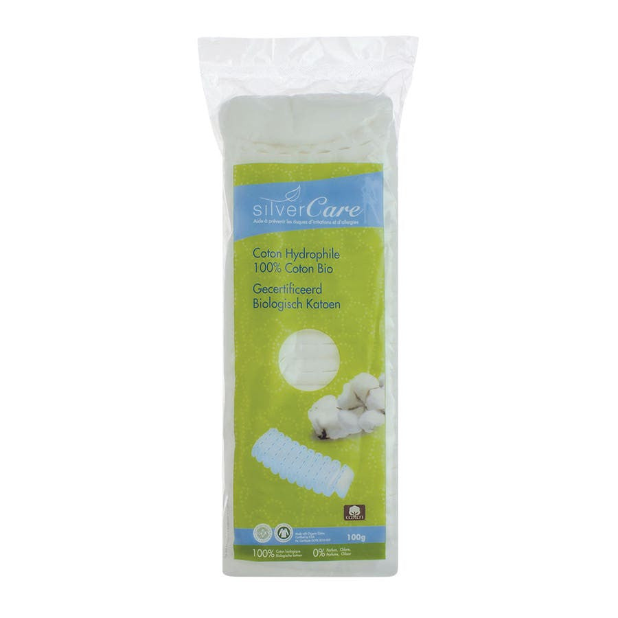 Coton hydrophile Silver Care en coton bio 100g 