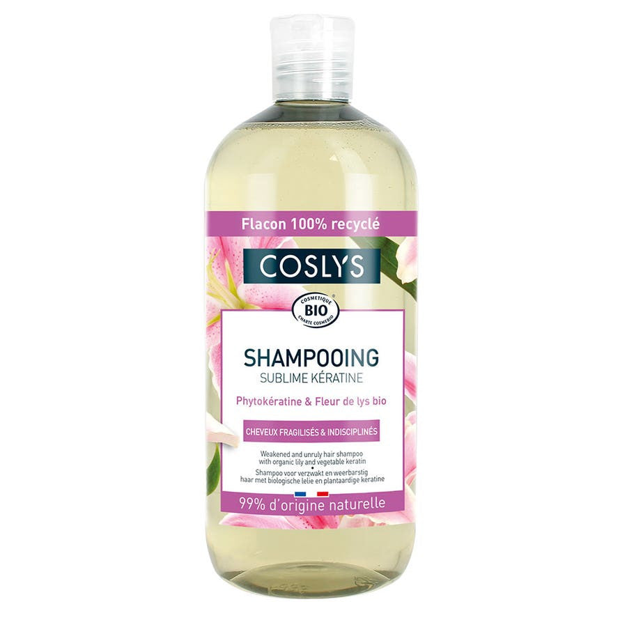 Coslys Shampooing Sublime Kératine Bio Cheveux fragiles 500 ml 