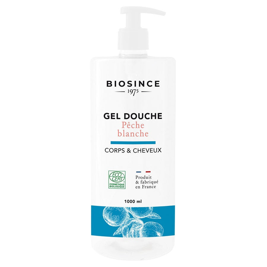 Gel douche corps et cheveux Pêche Blanche Bio Depuis 1975 1 L (33,81 fl oz) 