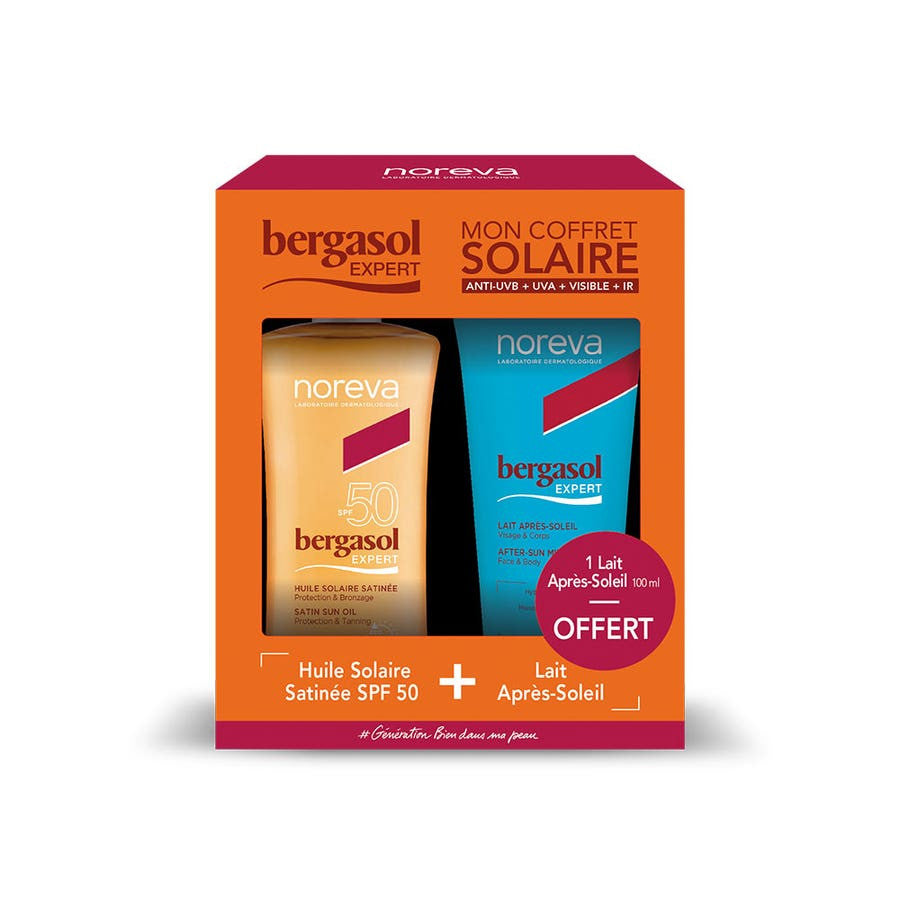 Coffret Bergasol Expert Huile Solaire Satinée SPF50 + Lait Après-Soleil 250 ml 