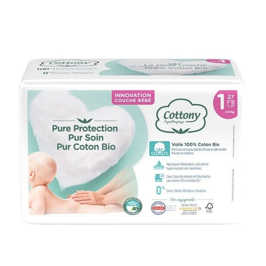Cottony Organic Cotton Diapers Size 1 2-5kg x27