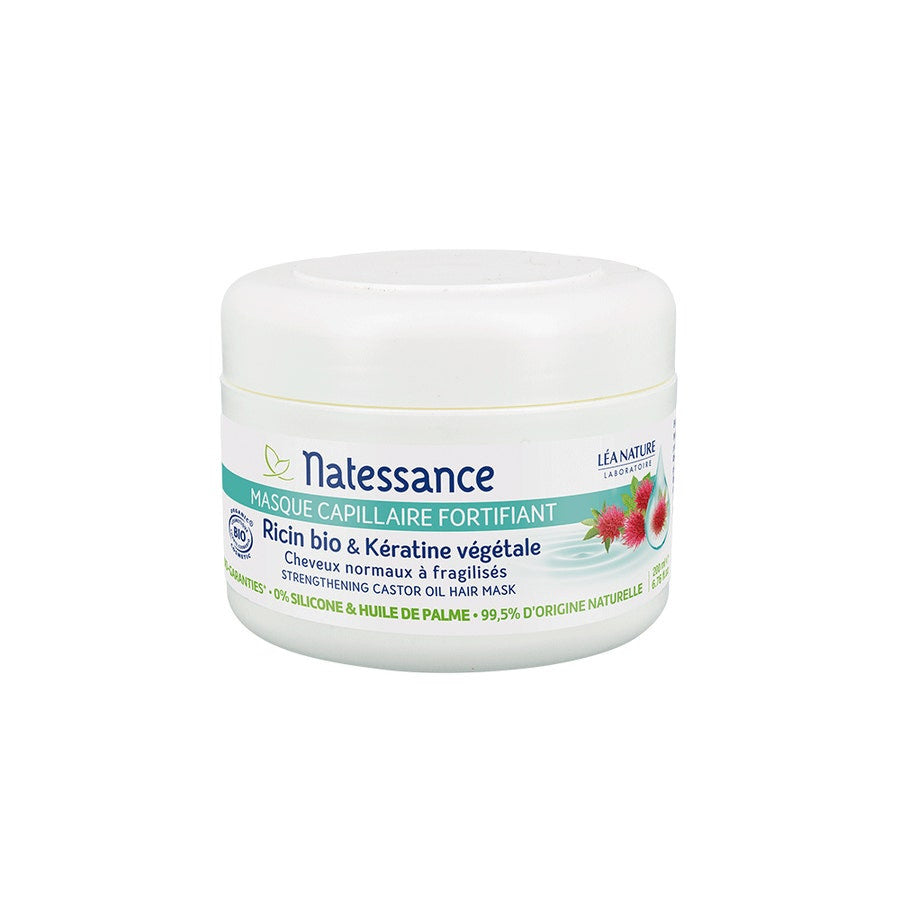 Masques capillaires fortifiants Natessance - Extraits de plantes de ricin et de kératine 200 ml (6,76 fl oz) 