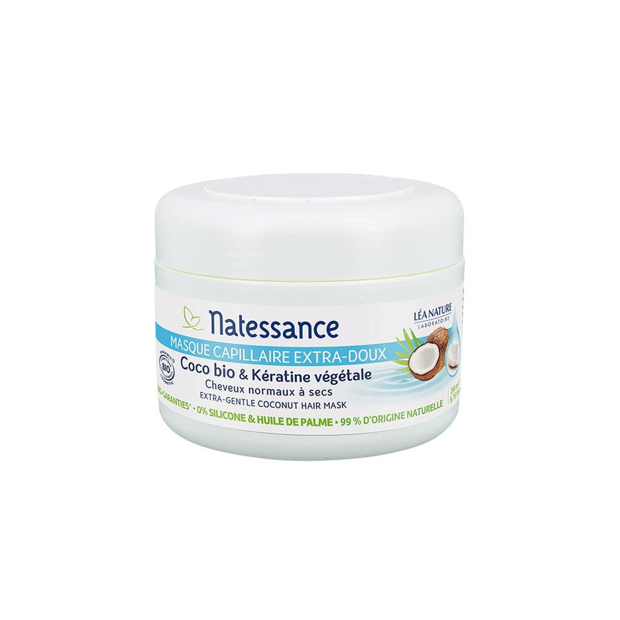 Natessance Masque capillaire extra-doux Noix de coco bio &amp; kératine végétale 200 ml (6,76 fl oz) 