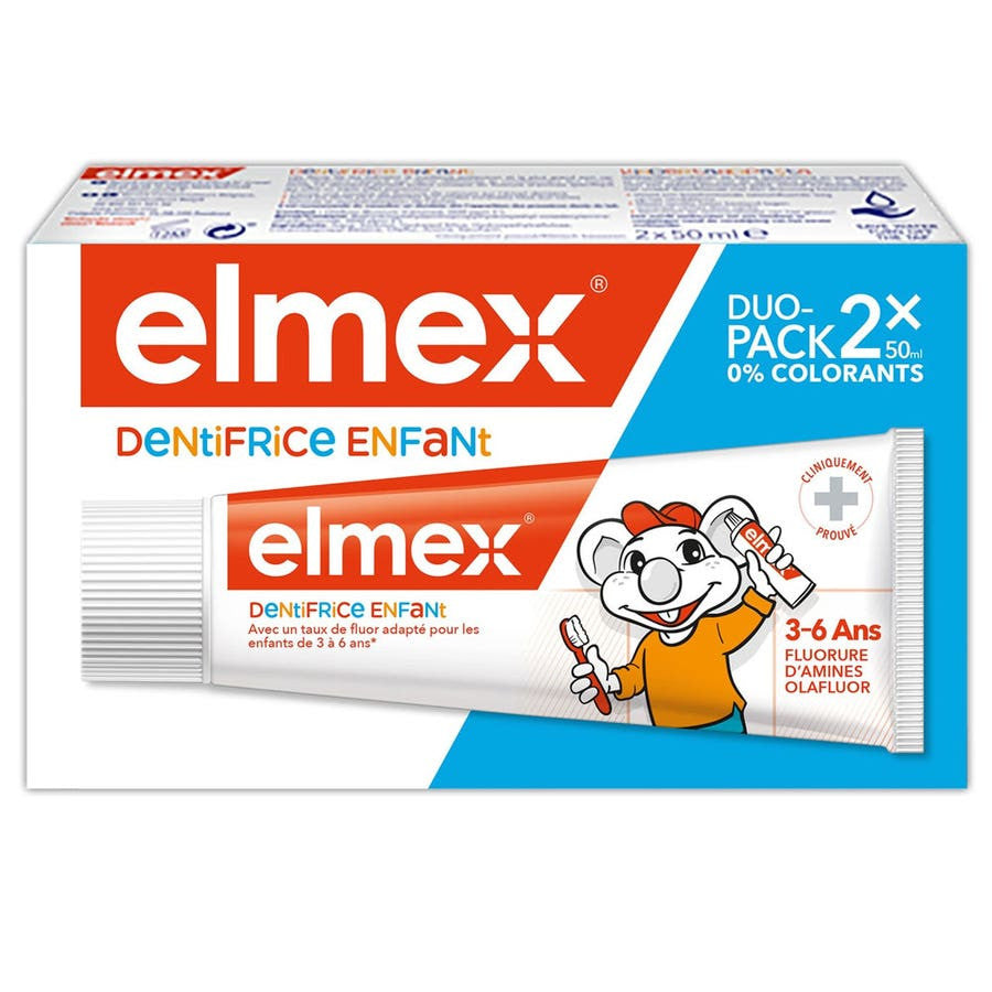 Dentifrice Elmex pour enfants de 3 à 6 ans, 50 ml x 2 (1,69 fl oz x 2) 