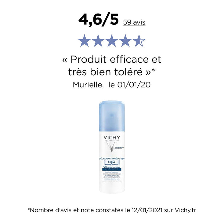 Vichy Deodorants Deodorant 48h Aluminium Salt Free Sensitive Skins Mineral 2x125ml (4.23fl oz)