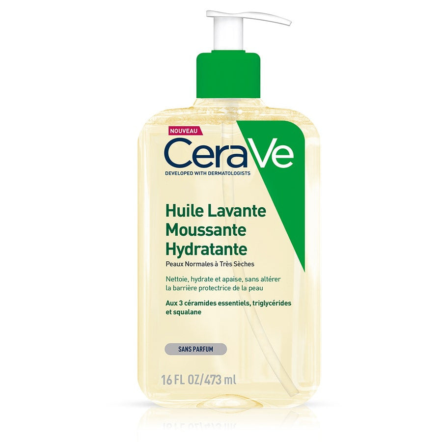 Huile nettoyante moussante hydratante Cerave pour le corps, peaux normales à très sèches, 473 ml (15,99 fl oz) 