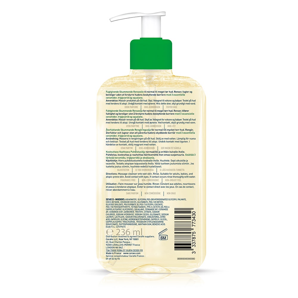 CeraVe Hydrating Foaming Cleansing Oil for Normal to Very Dry Skin 236ml (7.98fl oz)