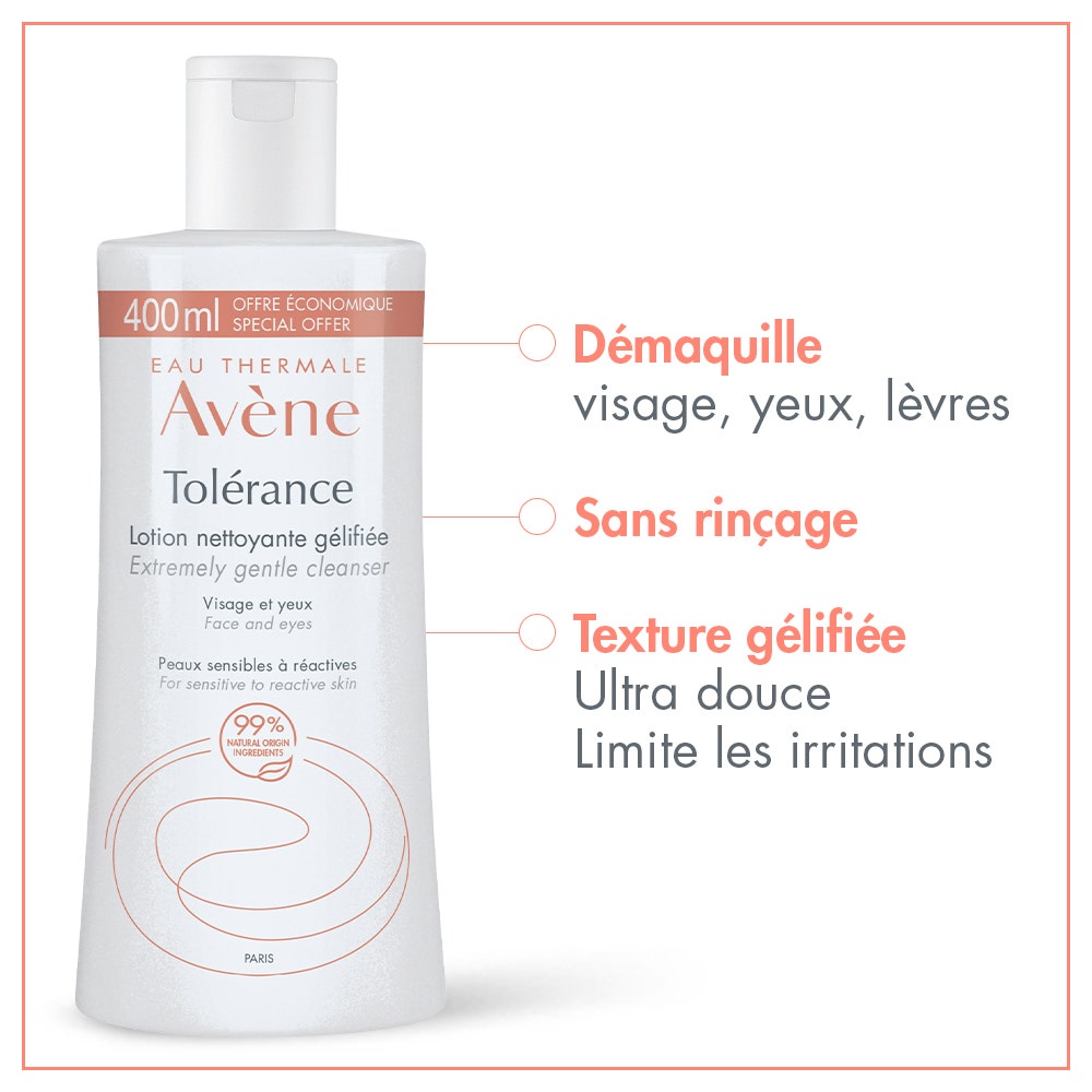 Avène Tolérance Gelled Cleansing Lotion for Sensitive Skin 400ml (13.52fl oz)