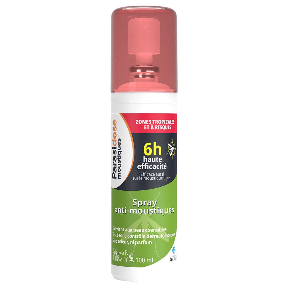 PARASIDOSE 6-hour High Efficiency Mosquito Repellent Spray Tropical Risk Zones From 24 Months 100ml (3.38fl oz)