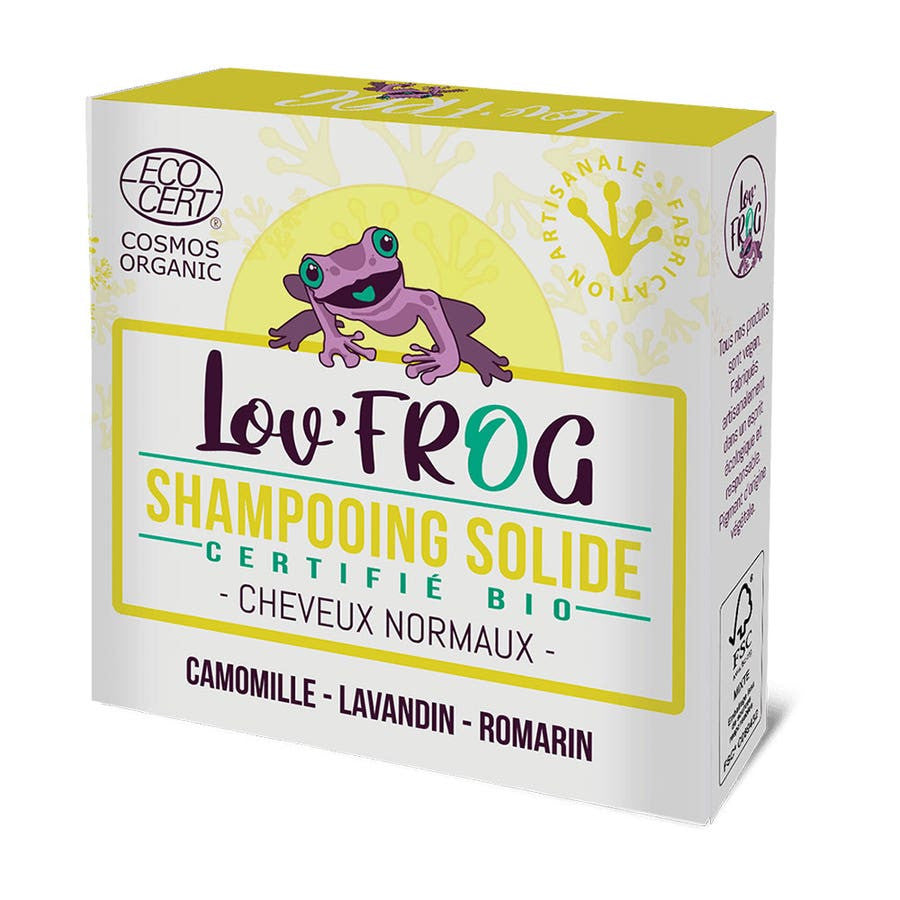 Shampoing solide certifié bio Lov'Frog pour cheveux normaux 50 g (1,76 oz) 