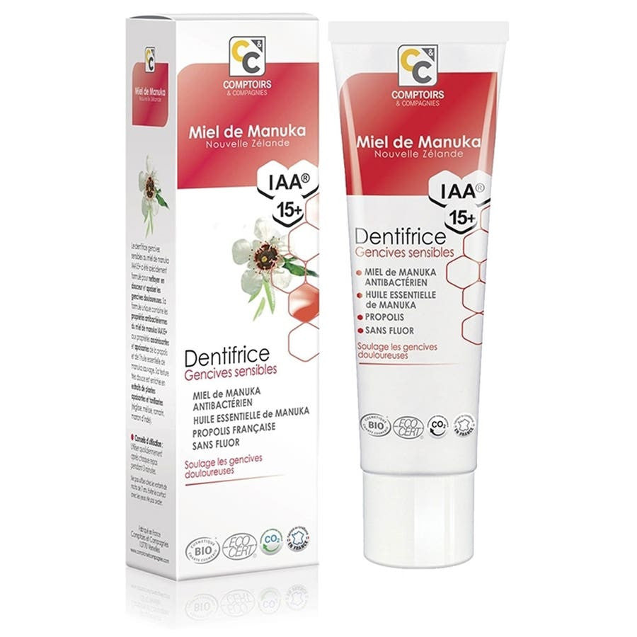 Comptoirs Et Compagnies Dentifrice Bio Gencives Sensibles au Miel de Manuka 75 ml (2,53 fl oz) 