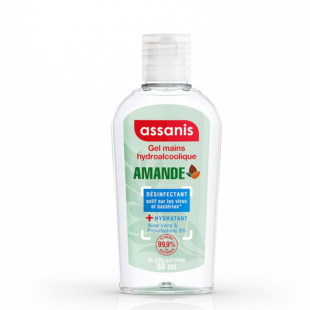 Assanis Perfumed Pocket Pocket Hand Antibacterial Gel Almond Fragrance Amande 80ml (2.71fl oz)