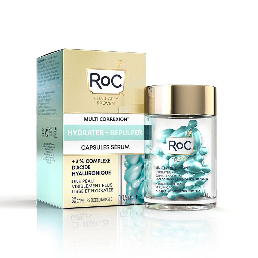 Sérum repulpant RoC Hydrate+ avec complexe d'acide hyaluronique à 3 % - 30 capsules 