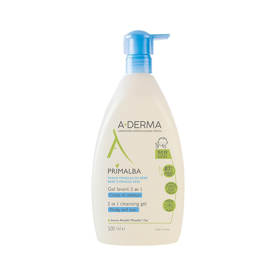 Gel lavant 2 en 1 A-Derma Primalba, pompe, pack écologique, 500 ml (16,90 fl oz) 