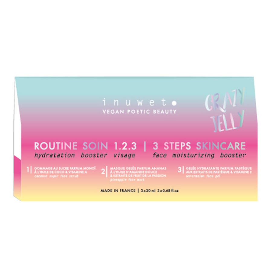 Inuwet Crazy Jelly Coffret Voyage Routine Beauté Hydratante 3 x 20 ml (0,67 fl oz x 3) - Fabriqué en France 