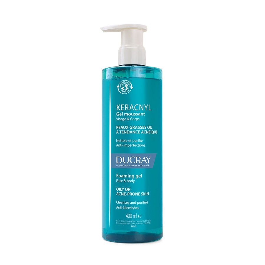 Ducray Keracnyl Foaming Cleansing Face Gel Oily Blemish-Prone Skin 400ml (13.52fl oz)