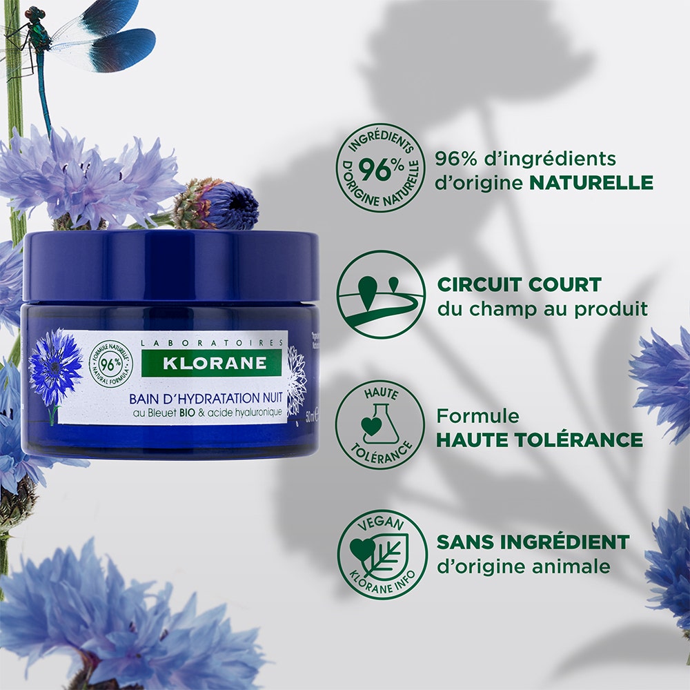 Klorane Night Hydration Bath Water Sleeping Mask with Organic Cornflower 50ml (1.69floz)