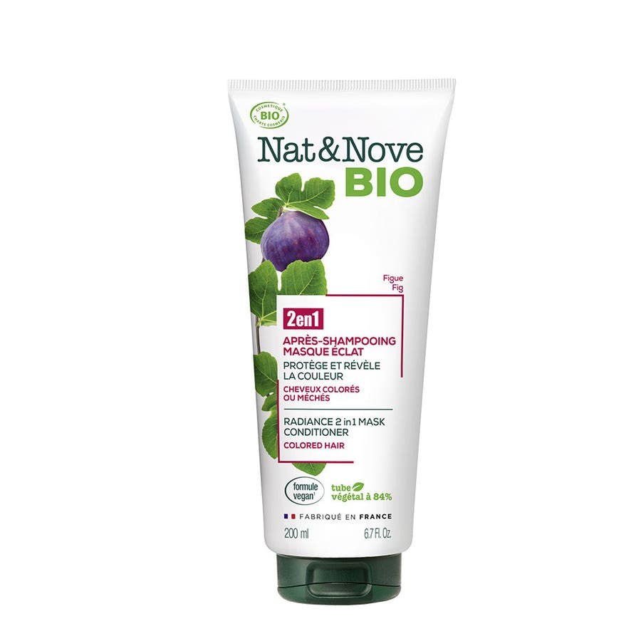 NAT&amp;NOVE BIO Masque éclat bio 2 en 1 après-shampoing cheveux colorés ou méchés 200 ml (6,76 fl oz) 