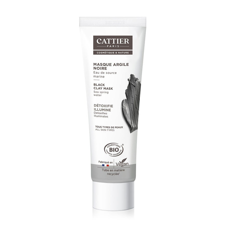 Cattier Black Clay Mask 100ml (3.38 fl oz) - Detoxifies and Illuminates, Organic Cosmetics