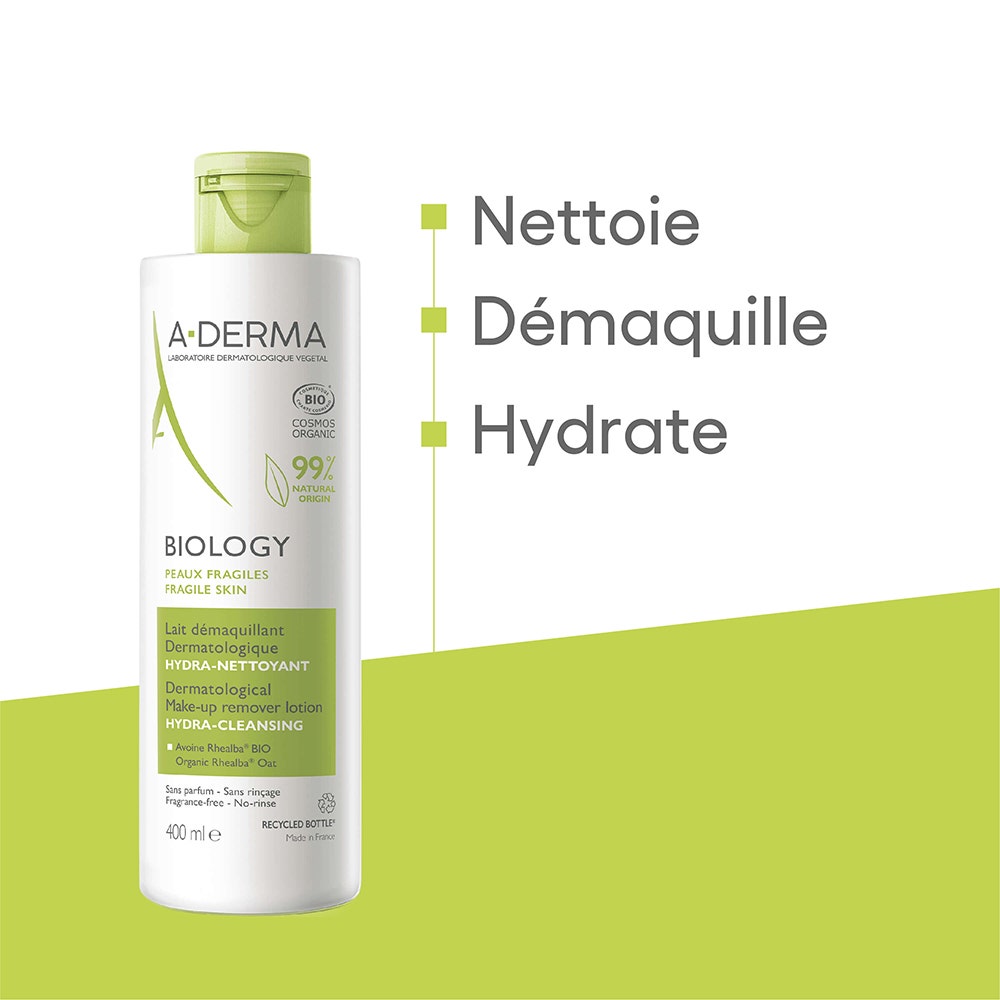 A-Derma Biology Organic Dermatological Cleansing Hydra Milk 400ml (13.52fl oz)