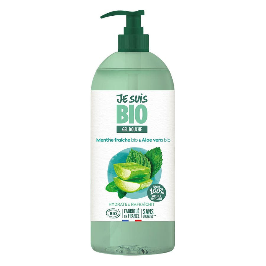 Je suis Bio Gel Douche Menthe Fraîche et Aloe Vera 1L (33,81fl oz) 