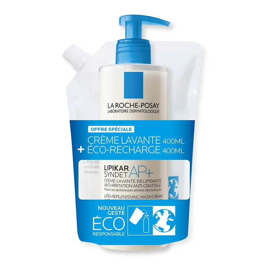 La Roche-Posay Lipikar Syndet AP+ Crème lavante relipidante anti-irritations + son Žco-recharge 400 ml 400 ml 