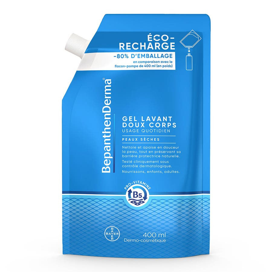 Bepanthen Derma Eco-Recharge Gel Douche Doux pour Peaux Sèches et Sensibles 400 ml (13,52 fl oz) 