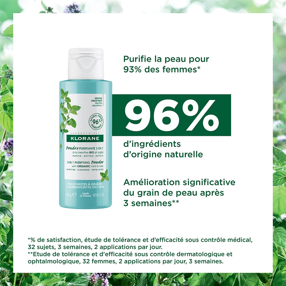 Klorane Aquatic Mint 3-in-1 Purifying Powder Organic 50g (1.76 oz)