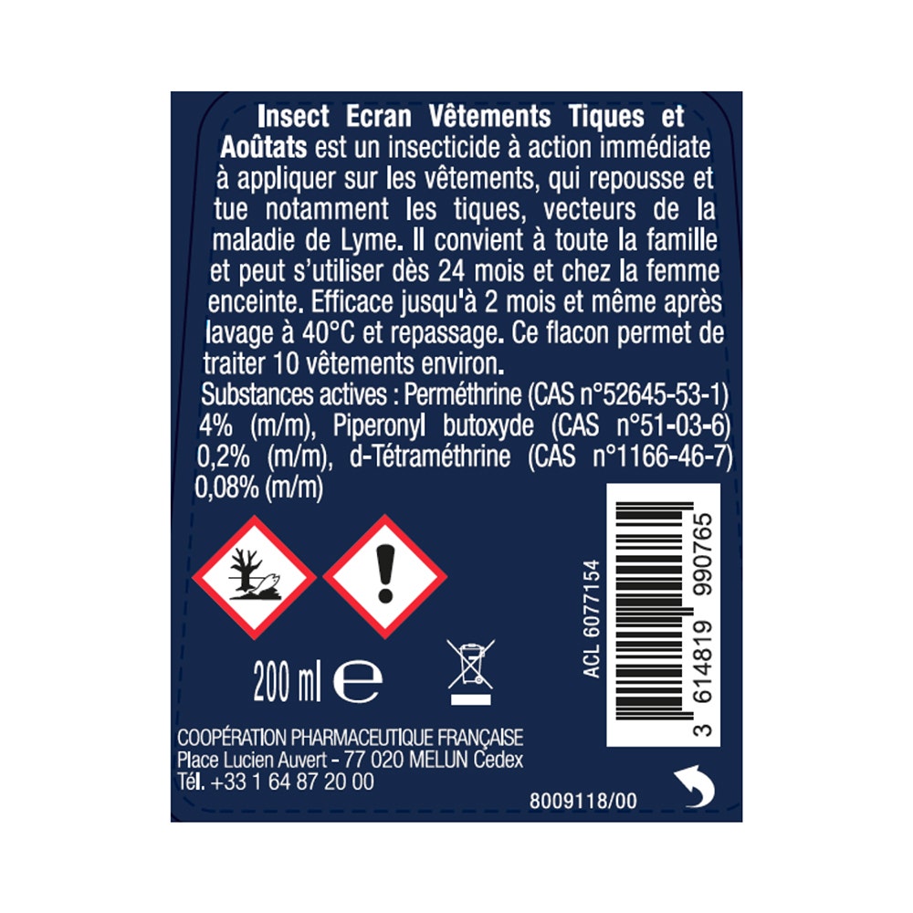 Insect Ecran Textiles Tick and mite repellent spray 200ml (6.76fl oz)