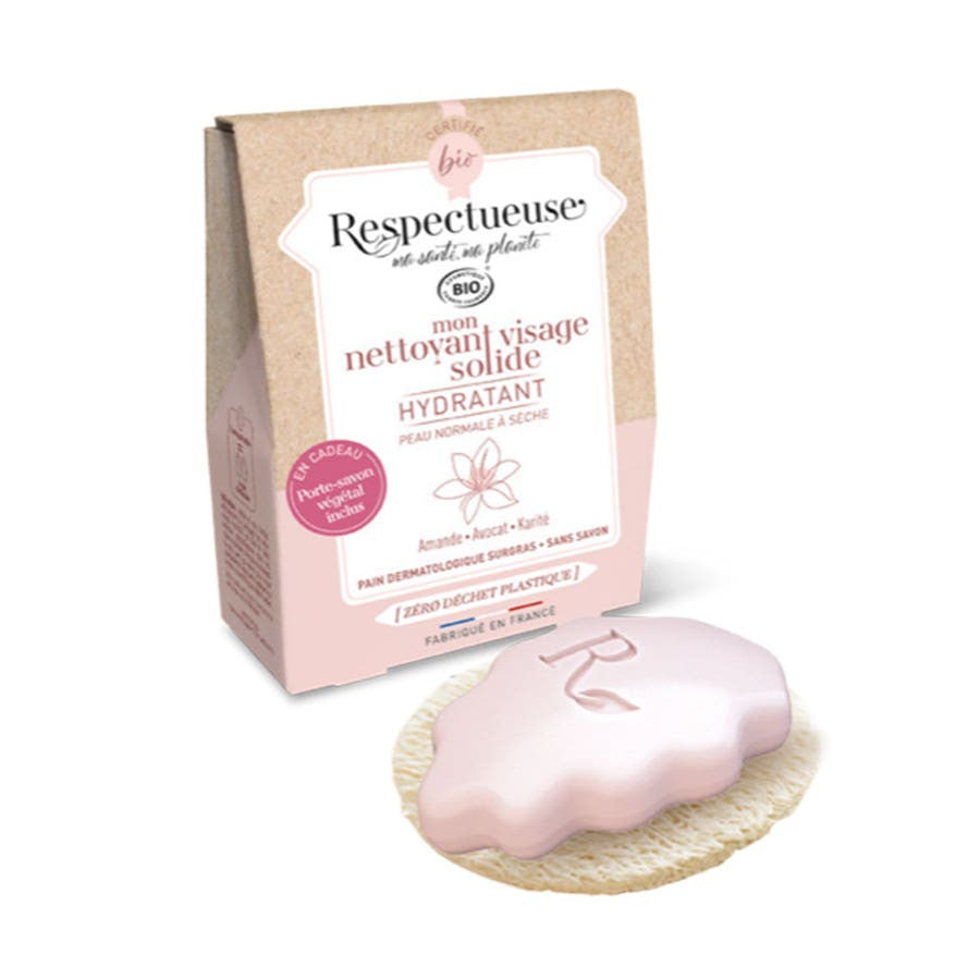 Respectueuse My Bioes Nettoyants visage solides hydratants + porte-savon végétal offert 35g 