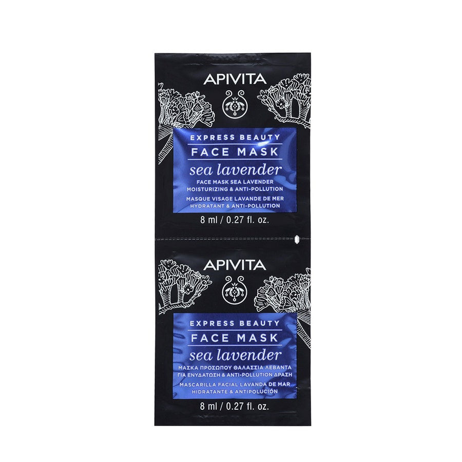 Apivita Express Beauty Hydrating & Anti-Pollution Face Masks with Sea Lavender 8ml x2 (0.27fl oz x2)