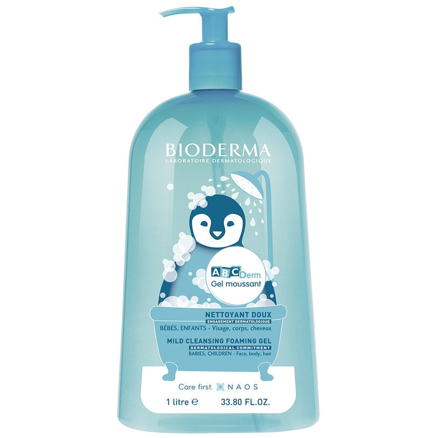 Bioderma ABCDerm Gel moussant nettoyant doux pour bébés et enfants 1 L (33,81 fl oz) 