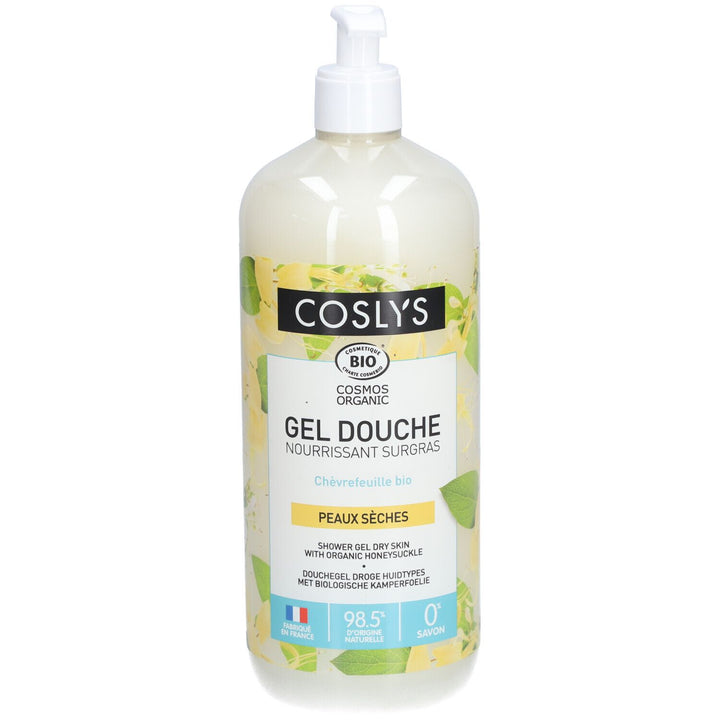Coslys Gel douche ultra-riche nourrissant au chèvrefeuille bio Peaux sèches 1L
