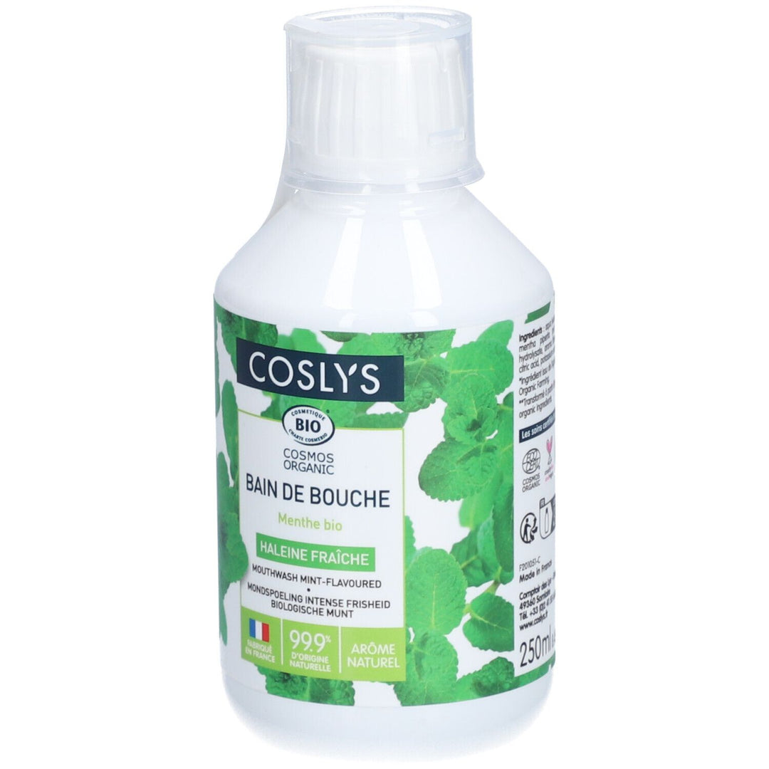 Coslys Mouthwash Intense Protection Fresh Organic Mint Menthe 250ml (8.45fl oz)