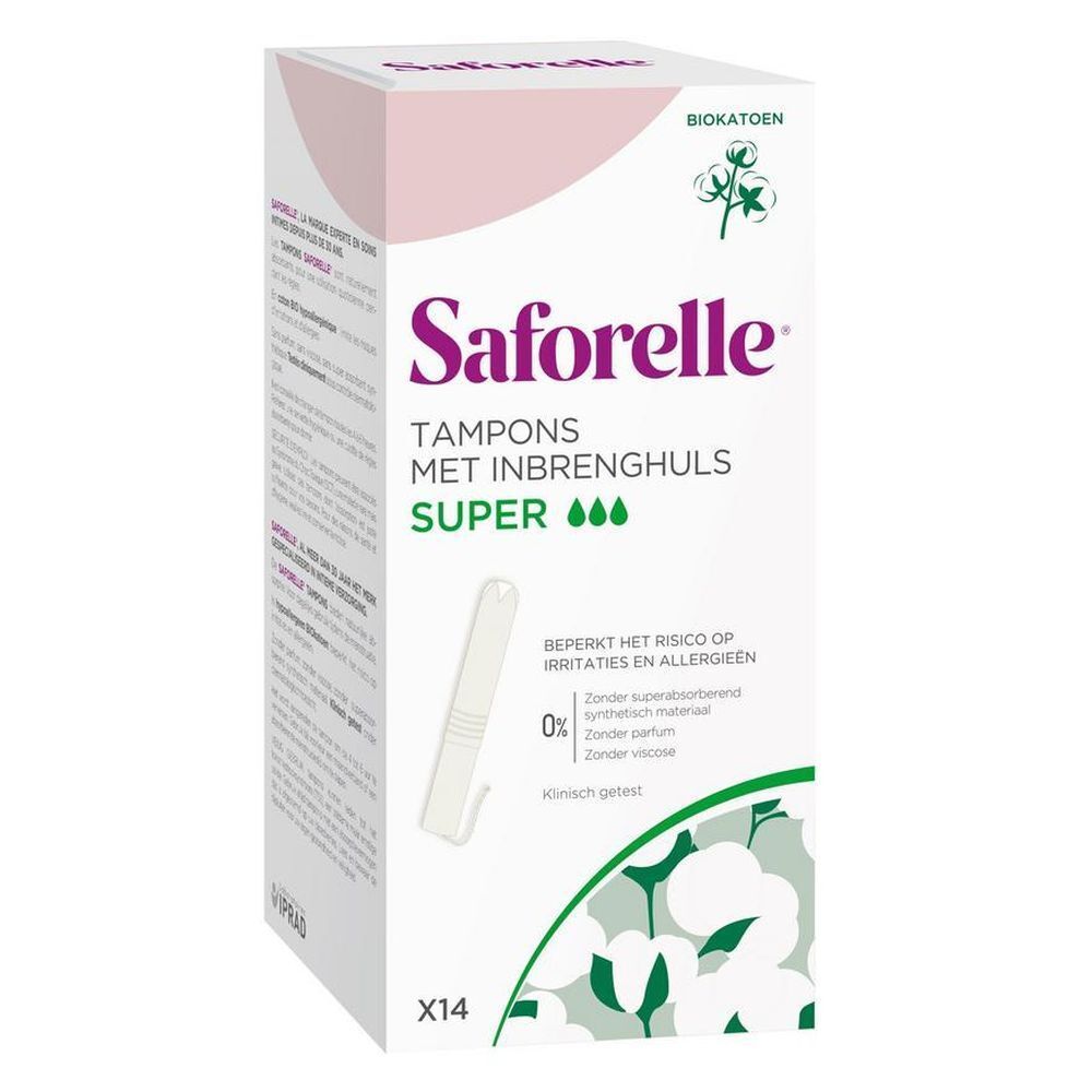 Saforelle Organic Cotton Tampons Super With Applicato x14
