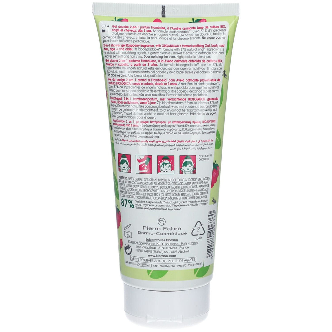 Klorane Junior Gel doccia 2-in-1 al lampone Framboise 200ml