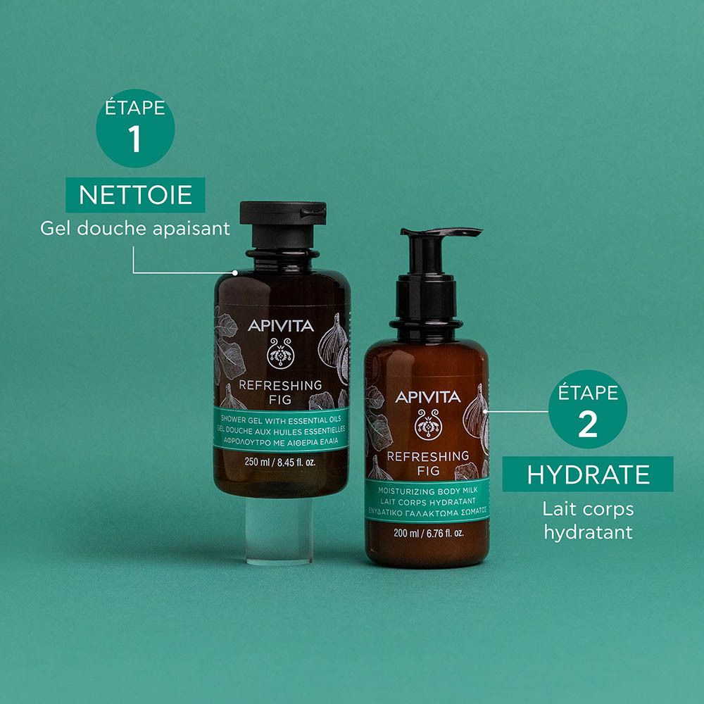 Apivita جل استحمام منعش بالتين والزيوت العطرية 250ml