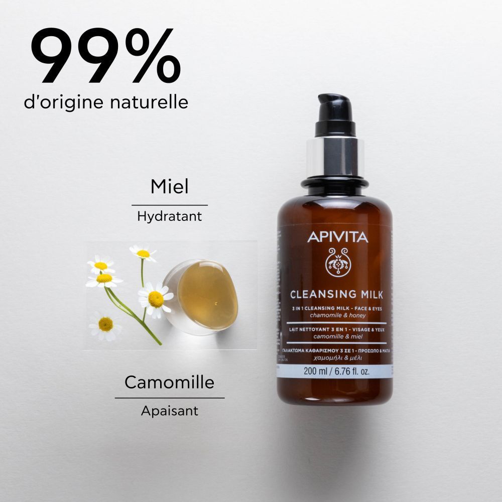 Apivita 3 in 1 Cleansing Milk Face & Eyes 200ml (6.76fl oz)