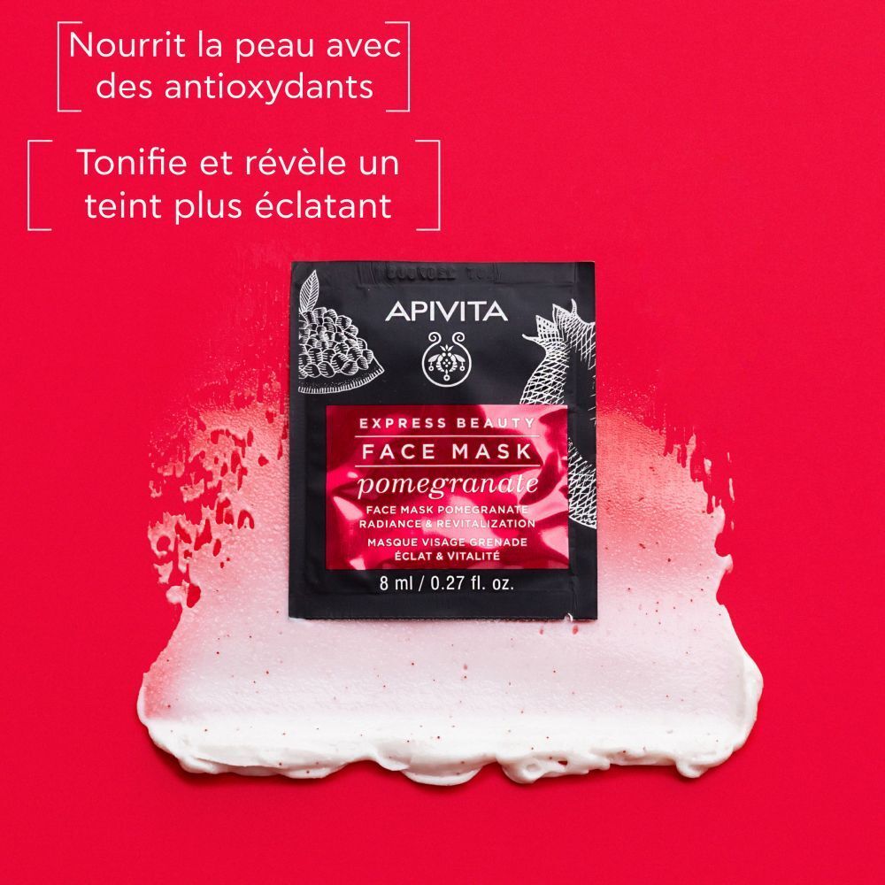 Apivita Express Beauty Mascarillas faciales de luminosidad y vitalidad con granada 8ml x2