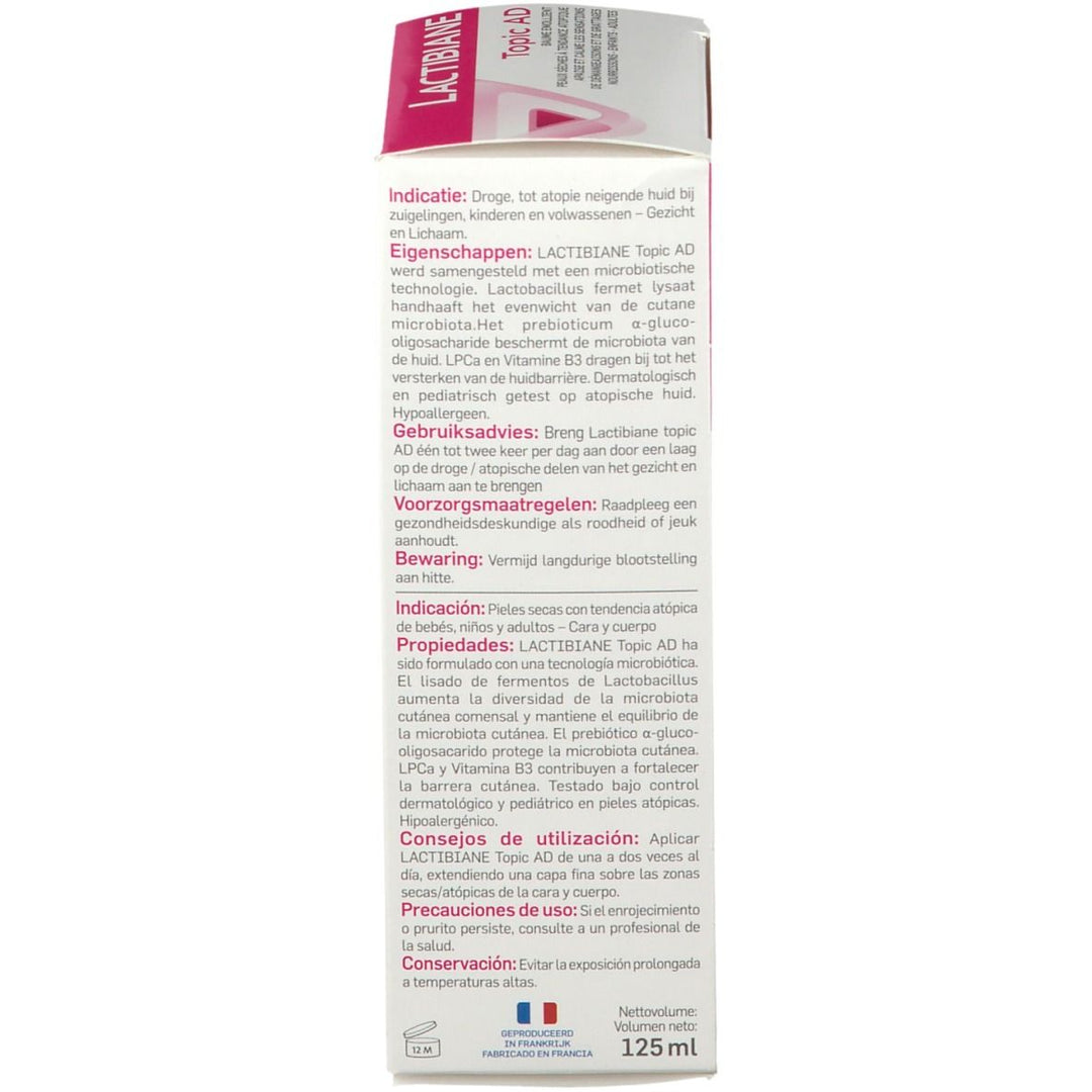Pileje Lactibiane Topic AD Bálsamo Emoliente para Pele com Tendência Atópica 125ml