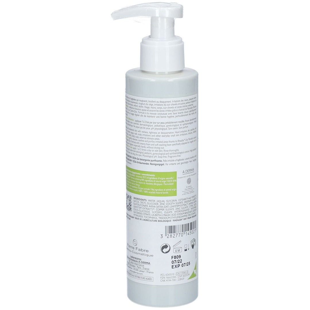 A-Derma Dermalibour+ Foaming Sanitizing CICA-Gel 200ml (6.76fl oz)