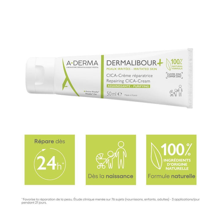 A-Derma Dermalibour+ Cica-Repairing Sanitizing Cream Irritated Skin 50ml (1.69fl oz)
