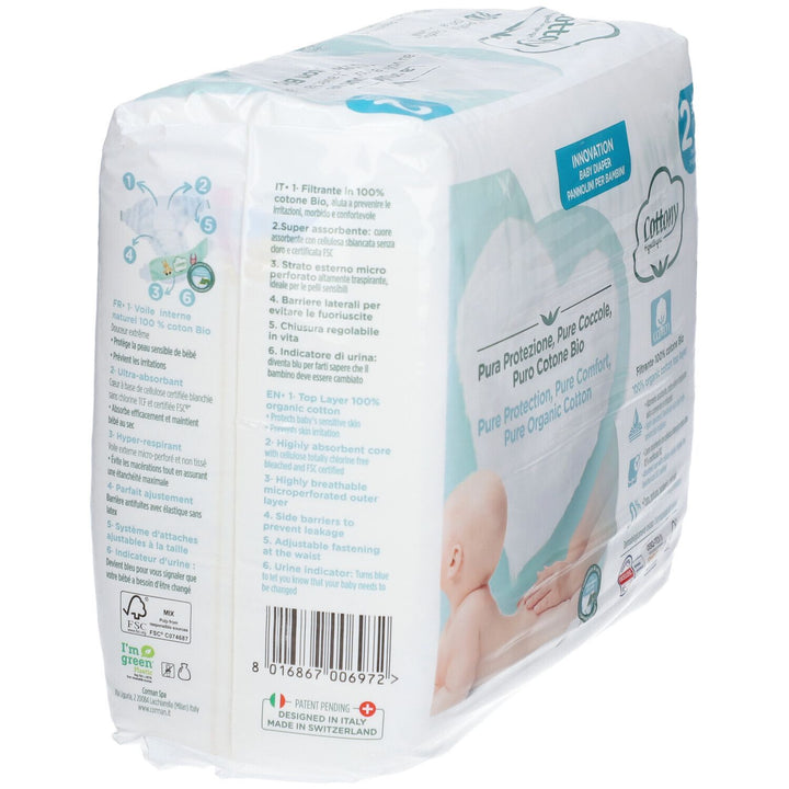 Cottony Organic Cotton Nappies Size 2 3-6kg x38
